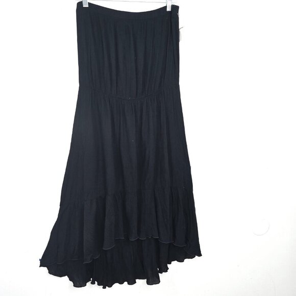 NWT Coco Bianco Black Gauzy Tiered High Low Maxi Skirt - Picture 1 of 8
